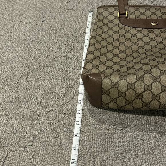 Authentic Gucci Supreme Monogram Zipper Vintage Tote Web Canvas & Leather 13X14 - Picture 14 of 15